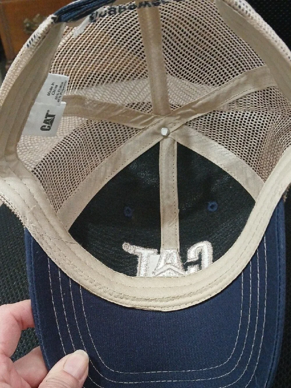 CAT Navy and Beige Mesh Cap